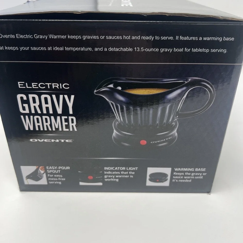 NIB Ovente Electric Gravy Boat Warmer w/ ceramic pot & lid 13.5 oz electric base